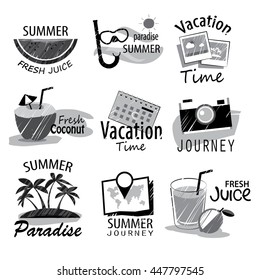 Set of hand drawn summer signs and banners.Graphic for summer holiday