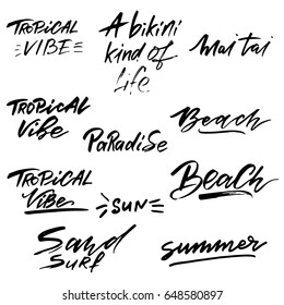 Set of hand drawn summer theme phrases. vector illustration with handwritten calligraphy phrases and words