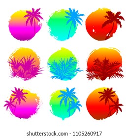 Set of hand drawn summer tropical labels. Design element for sale, fashion, banner, web, invitation, card. Space for text.