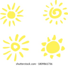 Set of hand drawn sun icons. Vector illustration.