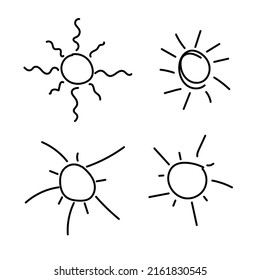 set of hand drawn sun symbols. Doodle Sun illustration.