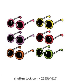 set of hand drawn sunglasses