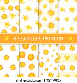 Set of hand drawn suns seamless pattern, vector illustration