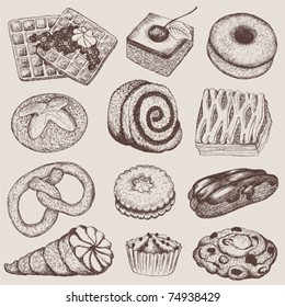 Set of hand drawn sweets