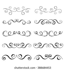 Set of hand drawn swirls.  Design element for wedding cards, in invitations and save the date cards.