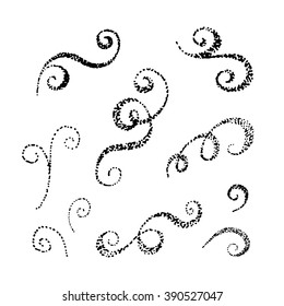 Set Of Hand Drawn Swirls.  Design Element For Wedding Cards, In Invitations And Save The Date Cards.