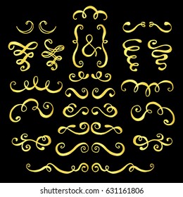 Set of hand drawn swirls.  Design element for wedding cards, in invitations and save the date cards.