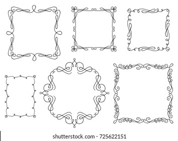 Set of hand drawn swirly text frames