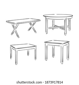 set of hand drawn tables, vector illustration. table vector sketch illustration