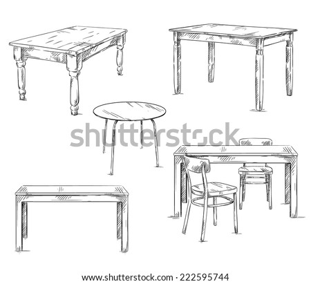 Set Hand Drawn Tables Vector Illustration Stock Vector (Royalty Free ...