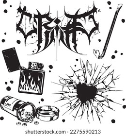 set of hand drawn Tattoo Vector Artwork.Handcrafted Tattoo Vector Graphics