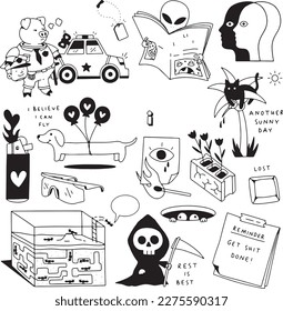 conjunto de dibujos a mano Tattoo Vector Artwork.Gráficos artesanales Tattoo Vector