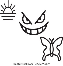 conjunto de dibujos a mano Tattoo Vector Artwork.Gráficos artesanales Tattoo Vector