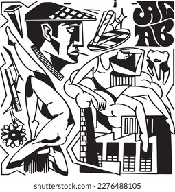 set of hand drawn Tattoo Vector Artwork.Handcrafted Tattoo Vector Graphics