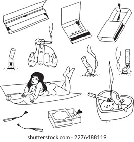 set of hand drawn Tattoo Vector Artwork.Handcrafted Tattoo Vector Graphics