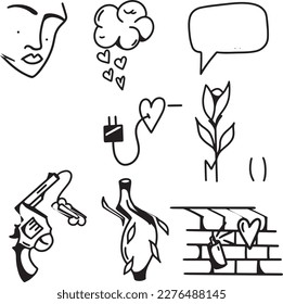 conjunto de dibujos a mano Tattoo Vector Artwork.Gráficos artesanales Tattoo Vector