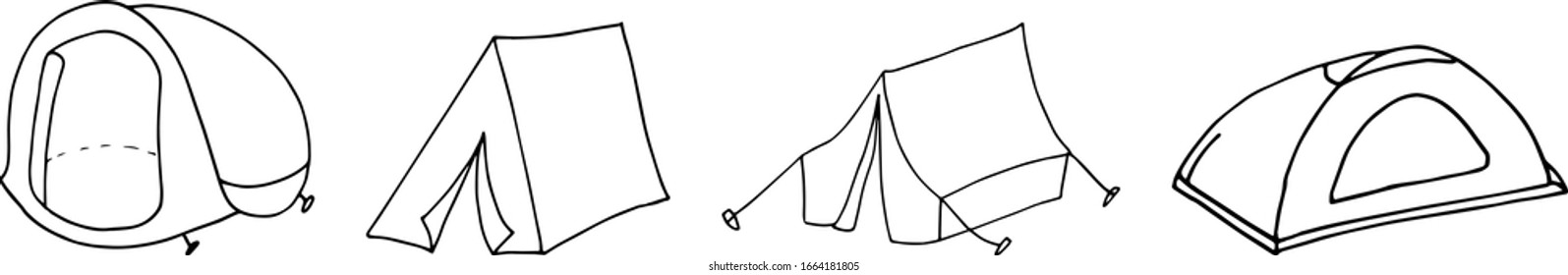 Icono de doodle dibujado a mano. Un simple golpe negro. Caminatas, viajes, camping. Signo. Elementos decorativos. Fondo blanco. Aislado. Diseño plano. Dibujo de dibujos animados.