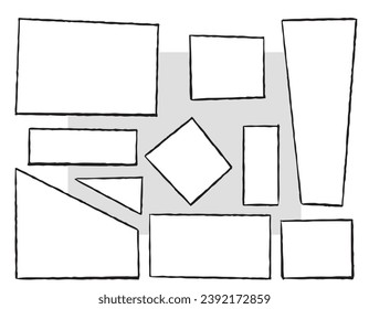Set of hand drawn text boxes; vector graphics; clouds for quotes and text; doodle design.