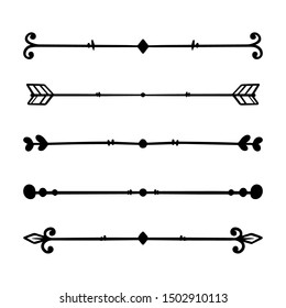 Set of hand drawn text dividers. For poster, card, banner, flyer. Vector illustration
