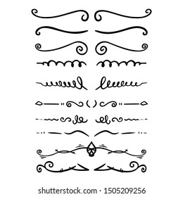 Set of hand drawn text dividers. For poster, card, banner, flyer. Vector illustration