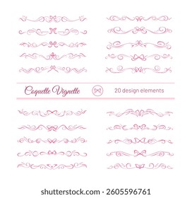 Set of hand drawn text dividers, line borders, vignettes. Elegant lines, borders, separators, page decor, or for making frames. Easily editable floral ornate design elements for web and prints