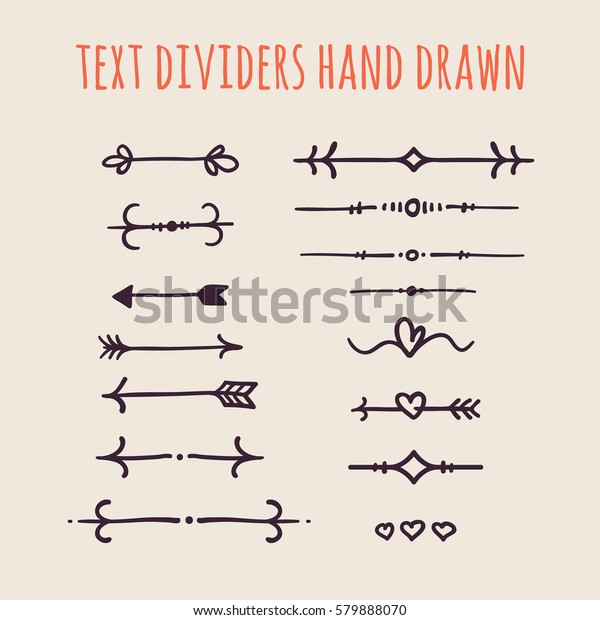 Set of hand drawn text dividers\
isolated on light background. Old paper Decoration. Vector vintage\
ornament for design text books, greeting cards and\
invitations