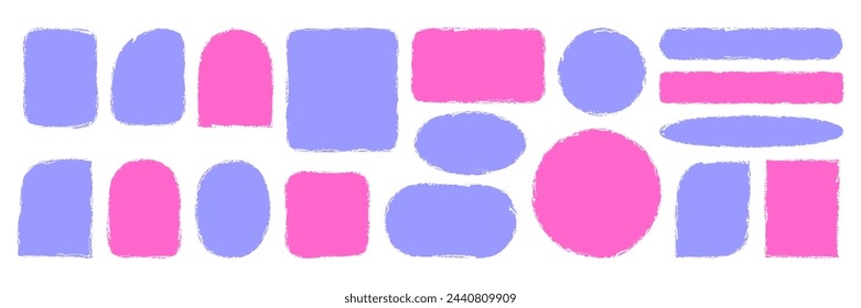 Set hand drawn textbox. Frame geometric shape with a chalky uneven textured edge. Template for app, websites, design