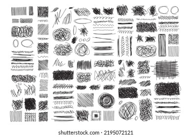 Set of hand drawn texture scribble marker and ink patterns. Hand drawing texture. Vector. Vector illustration