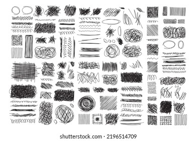 Set of hand drawn texture scribble marker and ink patterns. Hand drawing texture. Vector. Vector illustration