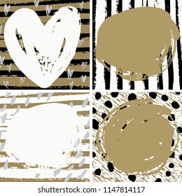Set of hand drawn textured backgrounds and templates of greeting cards