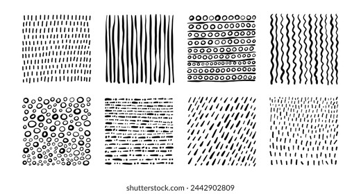 Set of hand drawn textures. Abstract background. Vector design elements