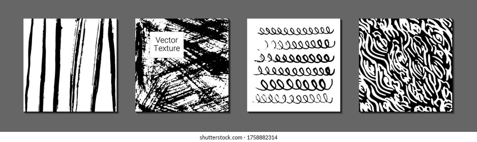 Set of hand drawn textures and lines. Doodle style. Vector grunge modern textured brush stroke, doodle, scribbled. Abstract elements. Collection of modern backgrounds, posters, templates, cards