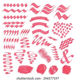 Set of hand drawn textures made with ink. Isolated vector