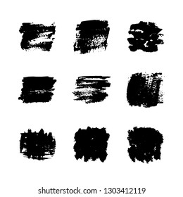 Set with hand drawn textures. Simple vector illustration. Grunge rough brush stroke. Graphic design element.