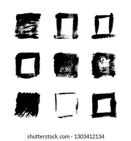 Set with hand drawn textures. Simple vector illustration. Grunge rough brush stroke. Graphic design element.