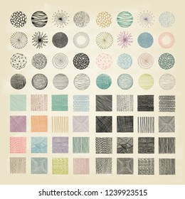 Set of hand drawn textures. Vector illustration.