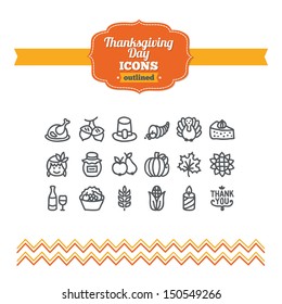 Set of hand drawn Thanksgiving Day icons