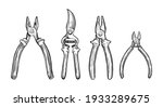 Set of hand drawn tools. Repair concept sketch vector illustration