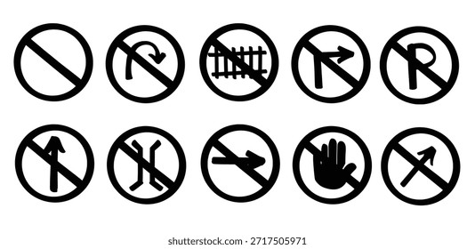 Conjunto de señales de restricción de tráfico dibujadas a mano tema Vector aislado