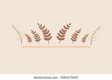  Set of hand drawn tree branches with leave vector