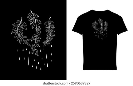 Set of hand drawn tree branches with leaves botanical floral hand drawn scandinavian style art design element flat vector illustration