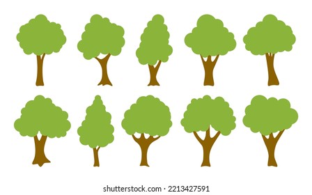 Set of hand drawn trees