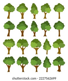 Set of hand drawn trees