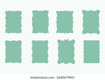Set of hand drawn trendy doodle frames ,Vector set of simple decorative frames, Collection of whimsical hand-drawn frames with wavy squiggle curly  in trendy, vintage styles 