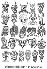 set of hand drawn tribal tattoo vector collection