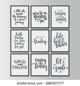 Set with  hand drawn typography poster or cards. Conceptual handwritten phrase.T shirt hand lettered calligraphic design. Inspirational vector