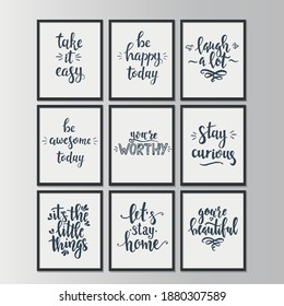 Set with  hand drawn typography poster or cards. Conceptual handwritten phrase.T shirt hand lettered calligraphic design. Inspirational vector