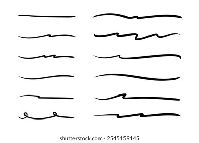 Set of hand drawn underline.