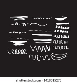 Set of hand drawn underlines. Handmade strokes EPS Vector