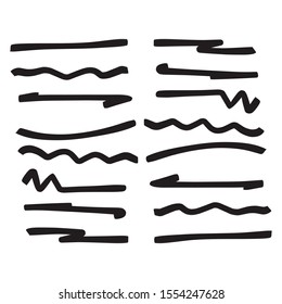 Set of hand drawn underlines. Handmade strokes EPS Vector